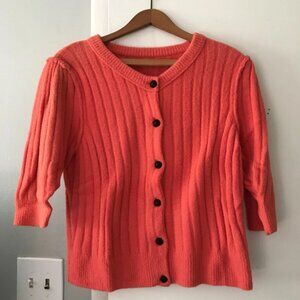 Free People Sloane Ribbed Cardigan Sweater Coral Clay Women's Small Short-Sleeve